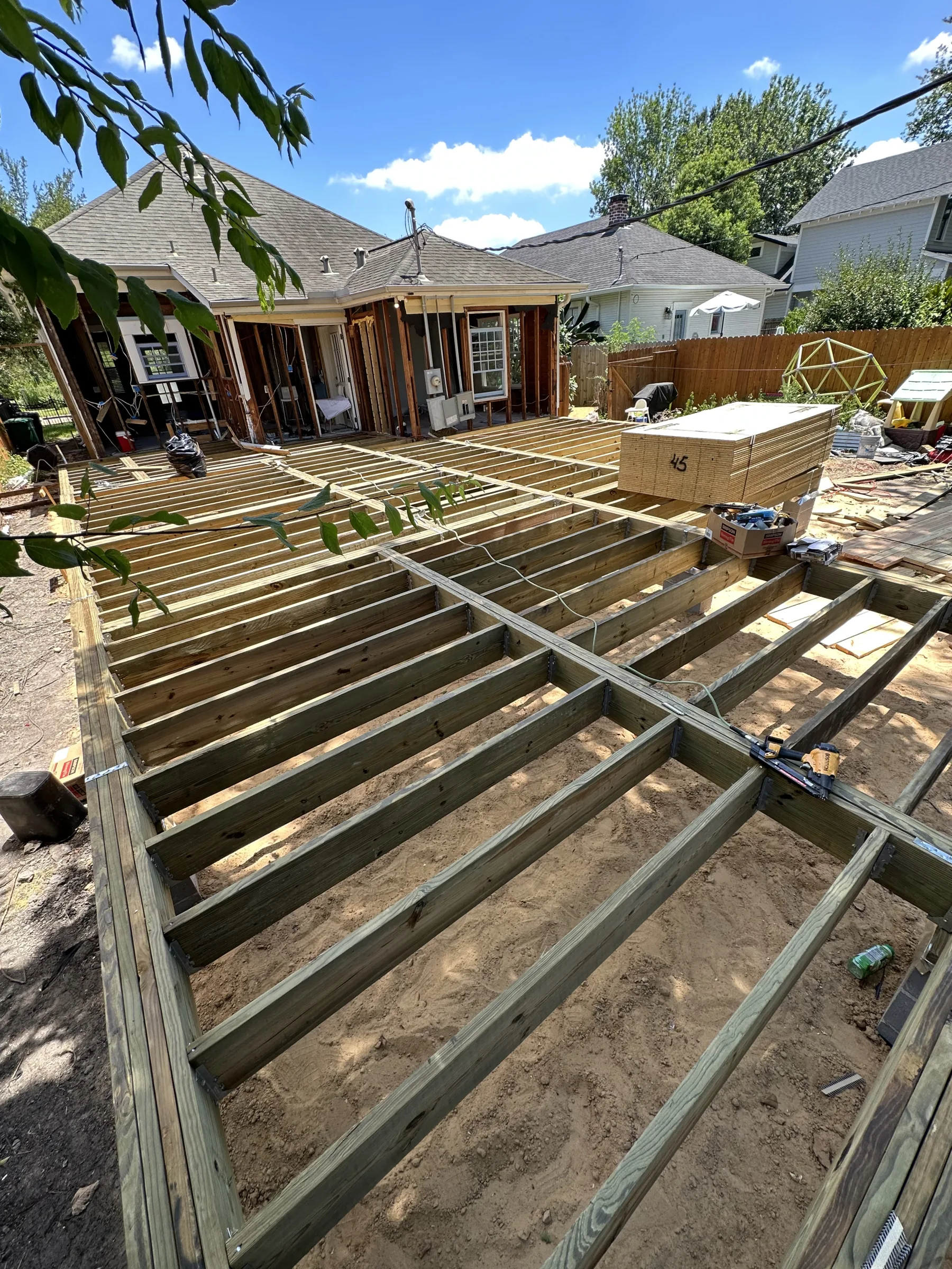 Framing for the Columbia Street addition