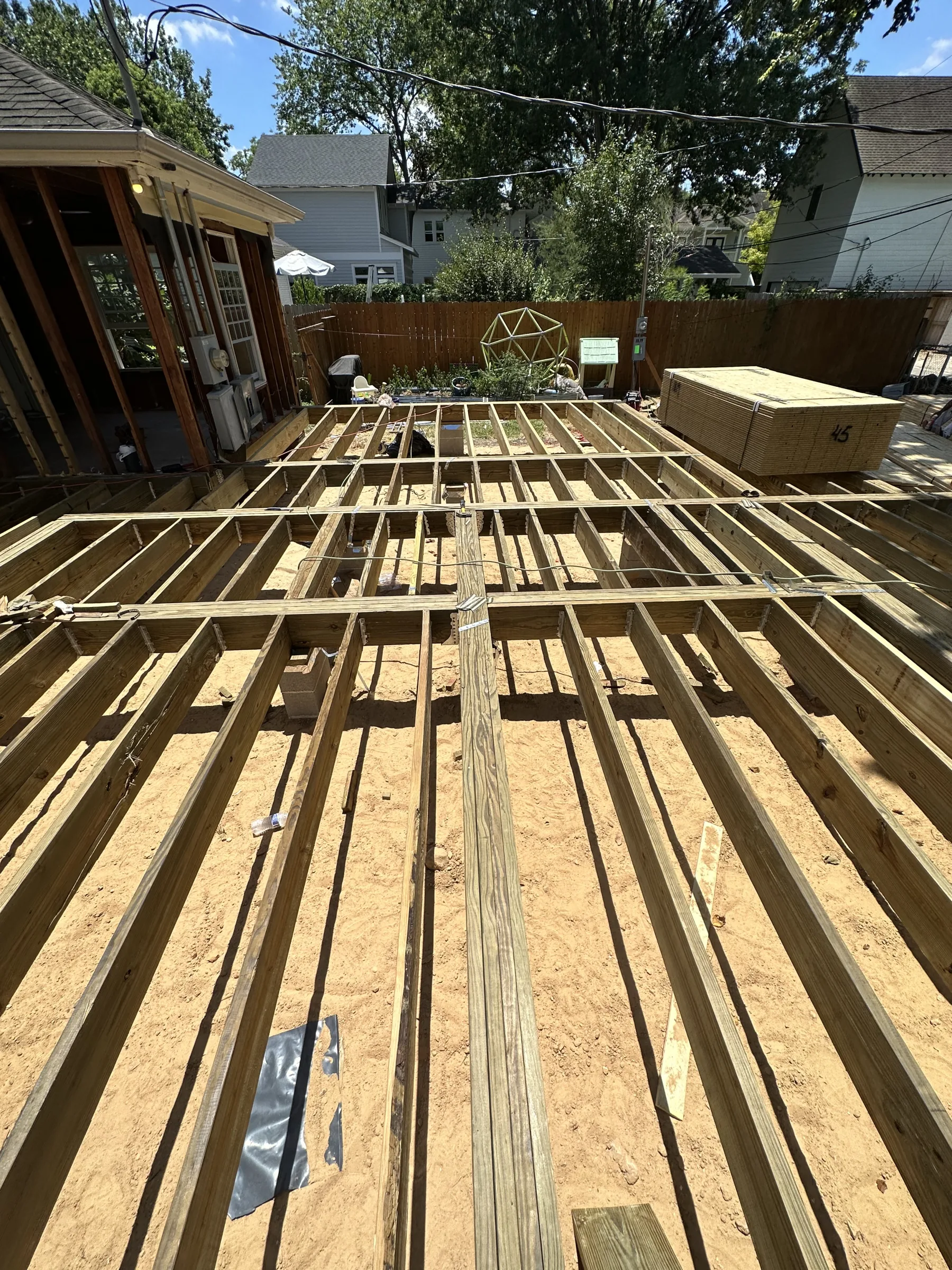 Floor framing for the new addition